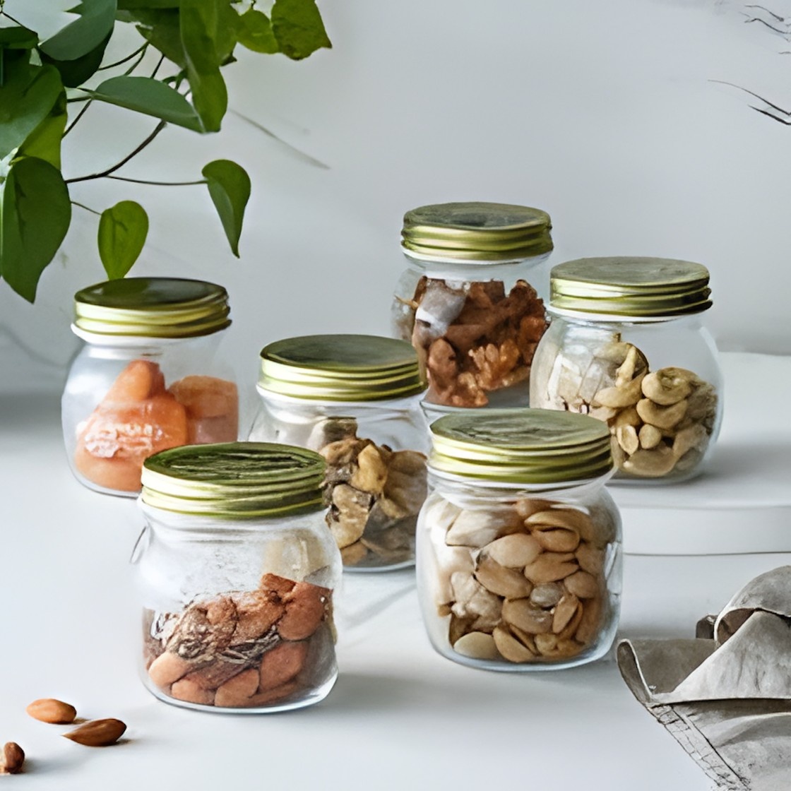 Glass Jars set of 6 airtight lids 500 ml each